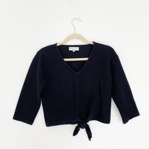Madewell | Texture & Thread Black Long Sleeve Tie Front Top